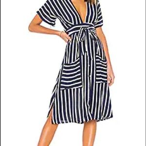 FAITHFULL THE BRAND
Milan Midi Dress in Mazur Stripe Navy